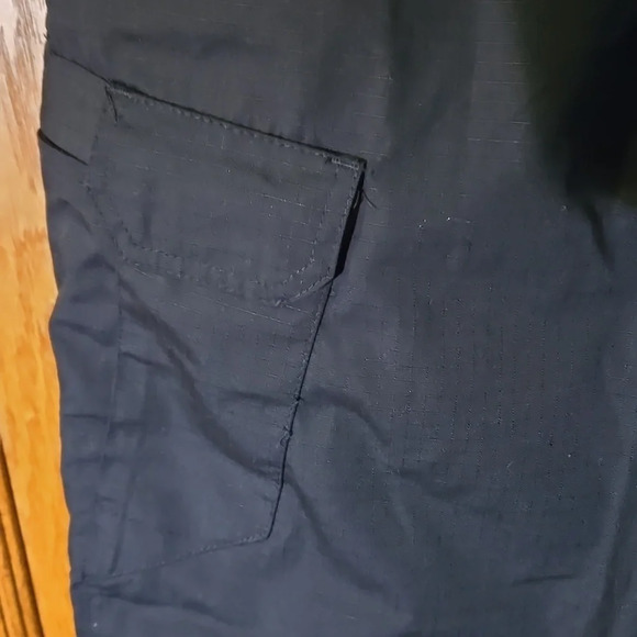 W "Multi-Bag" Unisex Black Ripstop Stretch Waist Tactical Cargo Pants Size L - Picture 6 of 16